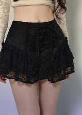 Romantic Puffy Lace Hem Skirt